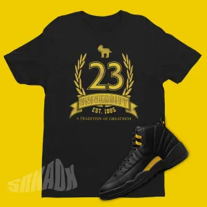 23 University Shirt To Match Air Jordan 12 Black Taxi