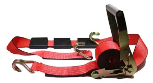 2" x 11 Ft 3-Point Ratchet Strap w/Wire Hooks For Auto Hauling | RED