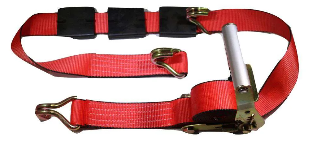 2" x 11 Ft 3-Point Ratchet Strap w/Wire Hooks For Auto Hauling | RED