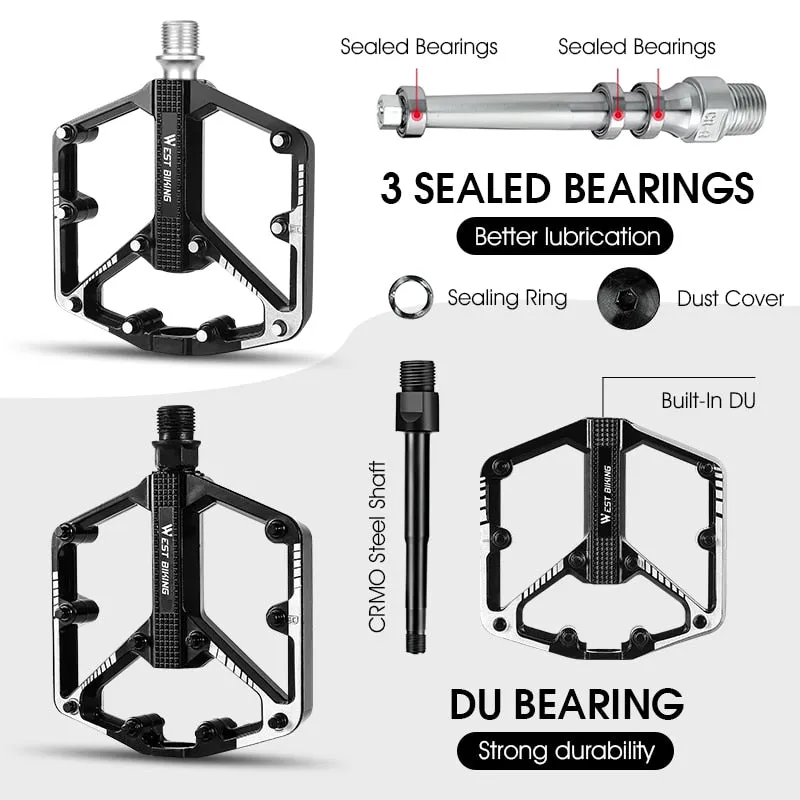 3 Bearings Bicycle Pedals Durable Aluminum Alloy MTB Mountain Road BMX Bike Pedal Anti-slip Flat Cycling Accessories