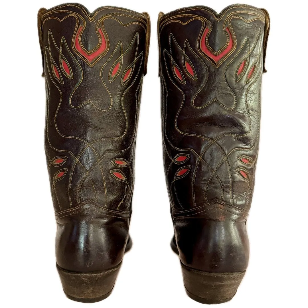 ACME Vintage Thunderbird Brown Red Cowgirl Cowboy Boots