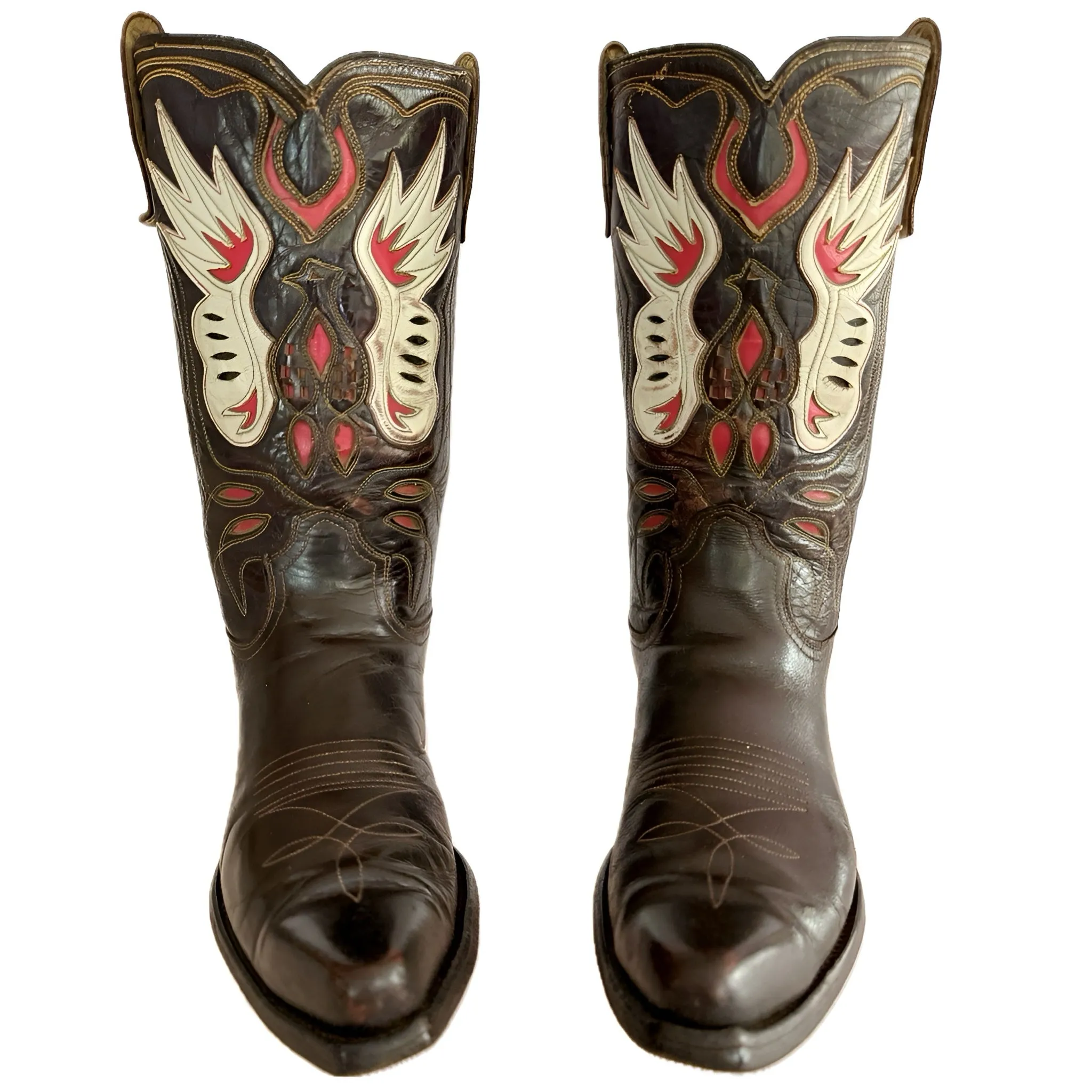 ACME Vintage Thunderbird Brown Red Cowgirl Cowboy Boots