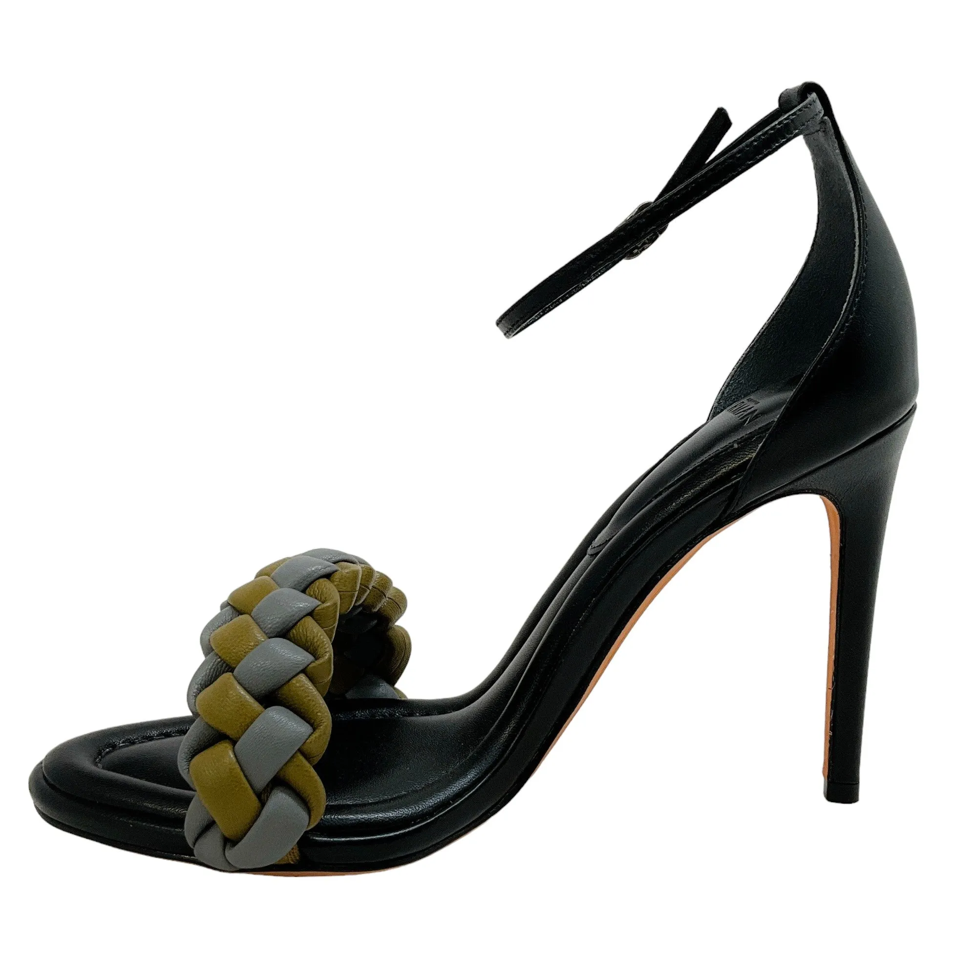 Alexandre Birman Cloud / Black Leather Braided Francis Ankle Strap Sandals