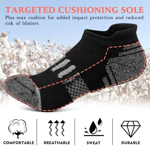 Amutost Ankle Socks for Women Men 3/5/6Pairs, No Show Socks Running Athletic Socks Low Comfort Cushioned Thick Socks