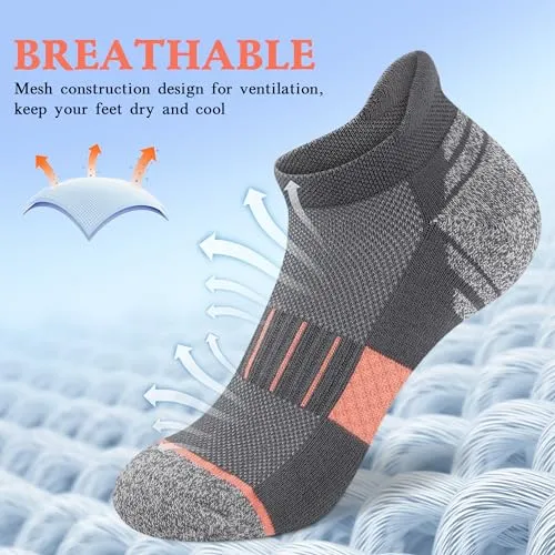 Amutost Ankle Socks for Women Men 3/5/6Pairs, No Show Socks Running Athletic Socks Low Comfort Cushioned Thick Socks