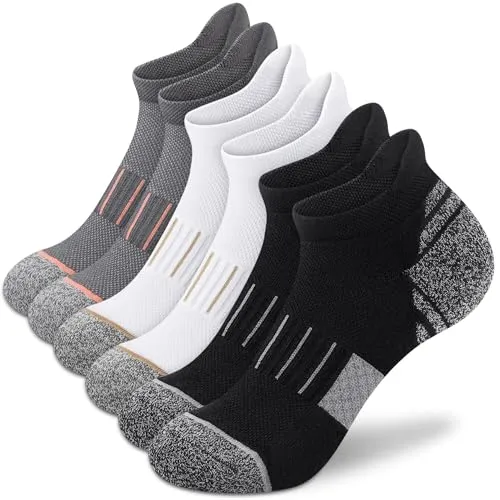 Amutost Ankle Socks for Women Men 3/5/6Pairs, No Show Socks Running Athletic Socks Low Comfort Cushioned Thick Socks