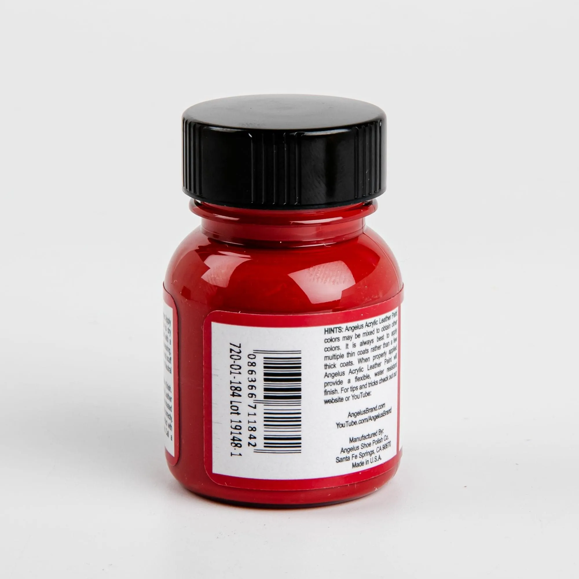 Angelus Acrylic Paint Autumn Red #184 29Ml Use On Leather, Vinyl Or Fabric