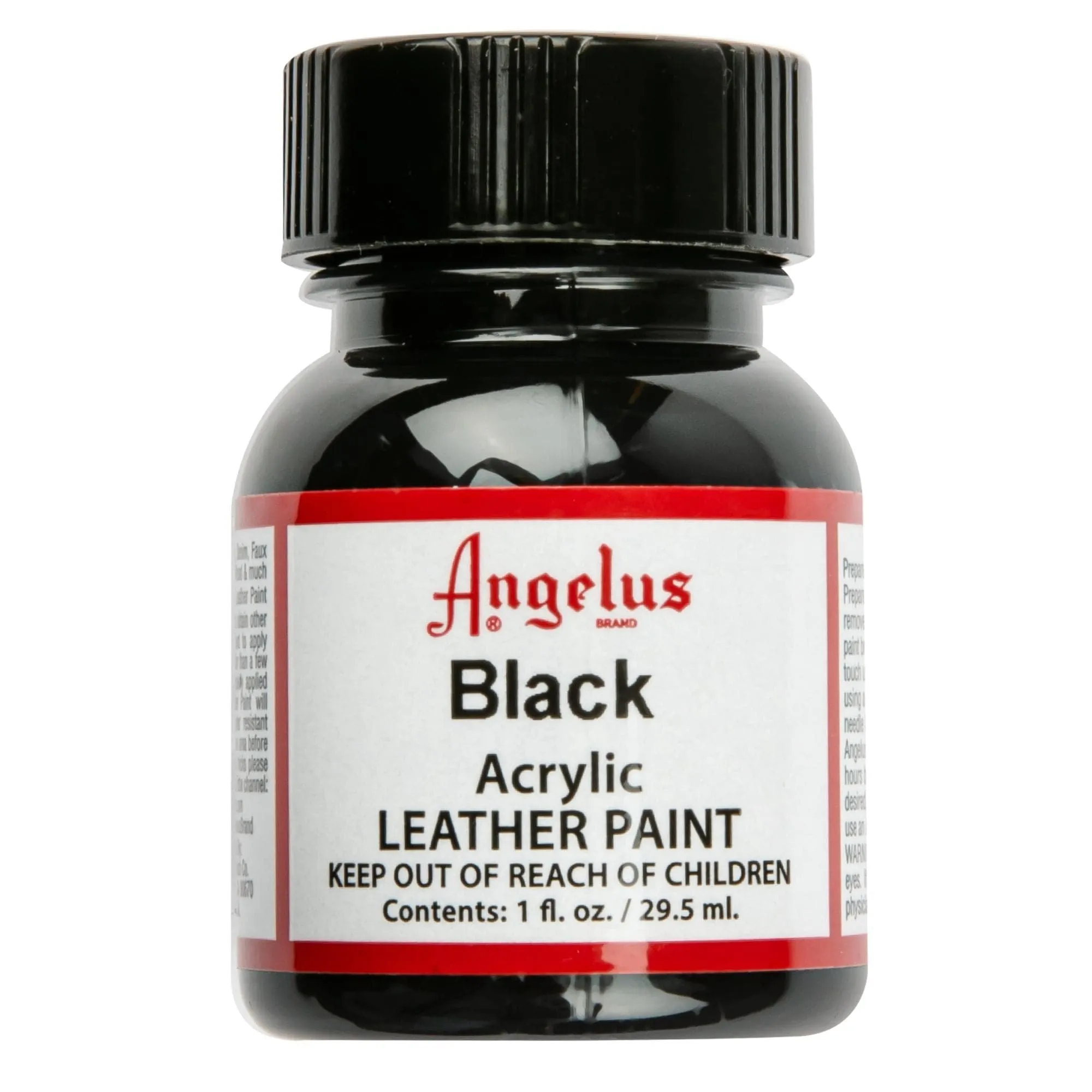 Angelus Acrylic Paint Black #001 29Ml Use On Leather, Vinyl Or Fabric