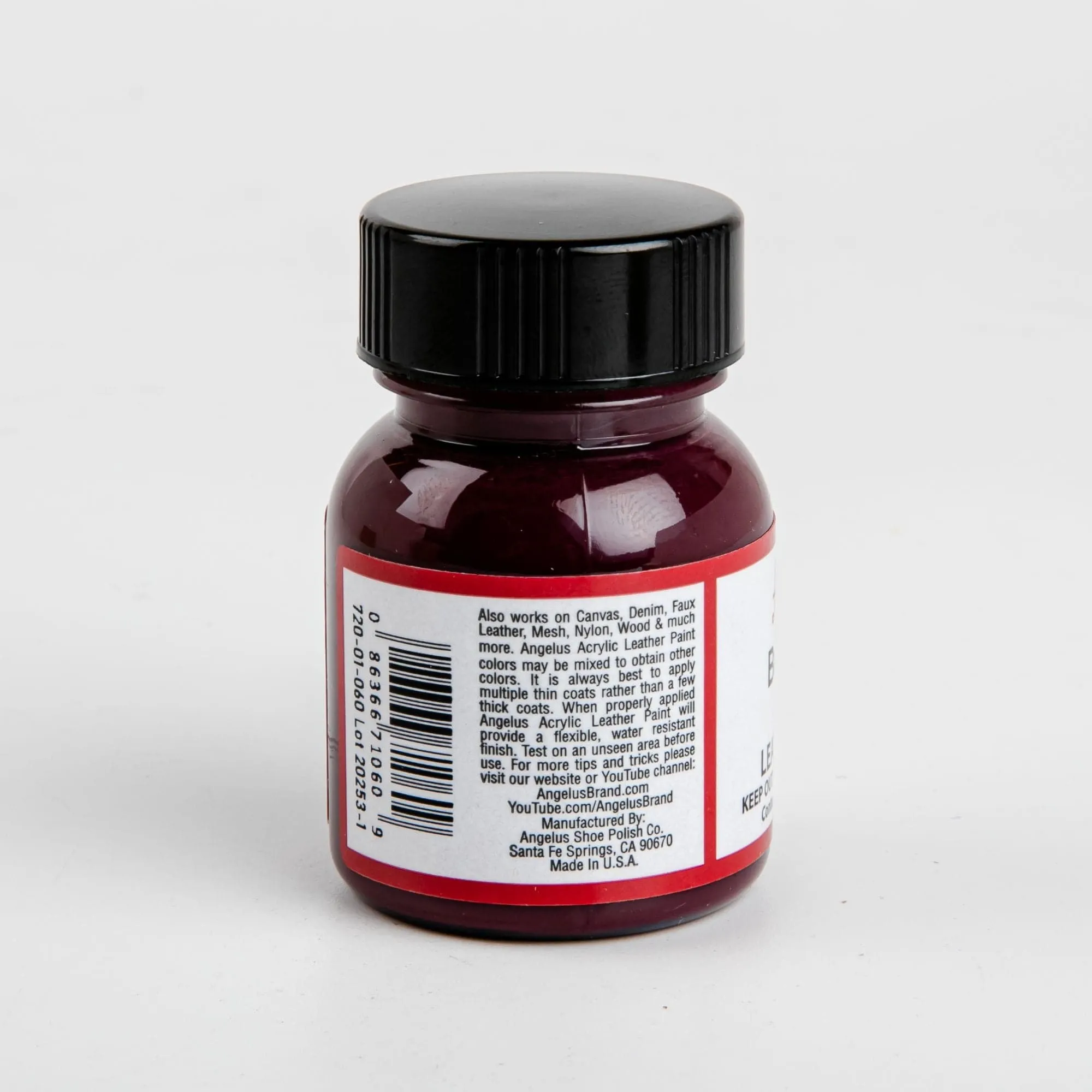 Angelus Acrylic Paint Burgundy #060 29Ml Use On Leather, Vinyl Or Fabric