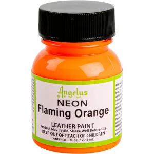 Angelus Neon Acrylic Paint Flaming Orange 29Ml Use On Leather, Vinyl Or Fabric