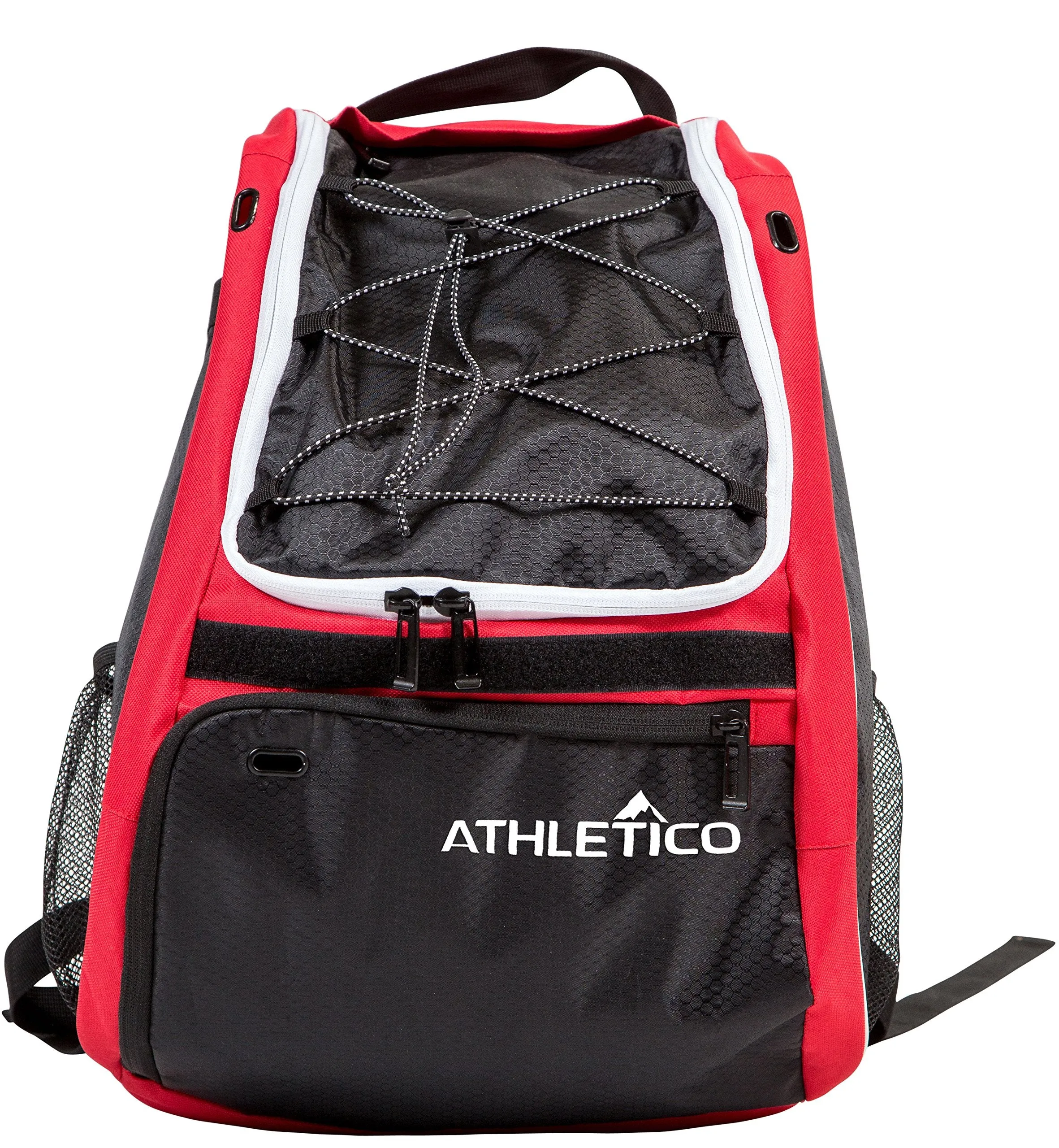 Athletico Baseball Bat Bag - Backpack for Baseball, T-Ball & Softball Equipment & Gear for Youth and Adults | Holds Bat, Helmet, Glove, Shoes |Shoe Compartment & Fence Hook (Red)