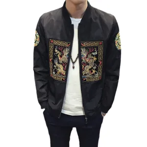 Autumn 2022 New Men's Chinese Jacket Youth Popular Dragon Robe Embroidery Fashion Large Men's Thin Coat