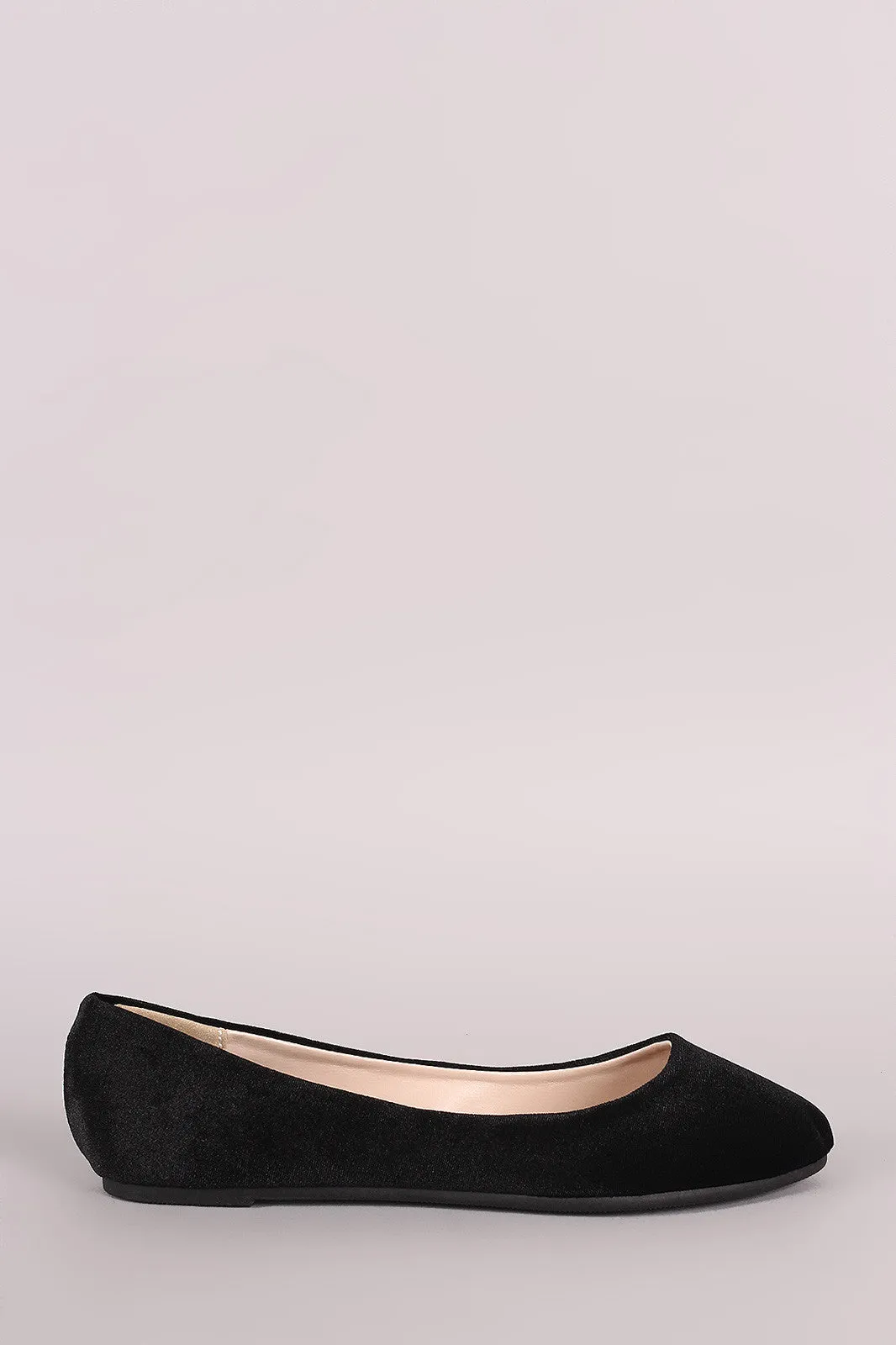 Bamboo Crushed Velvet Slip On Ballet Flat