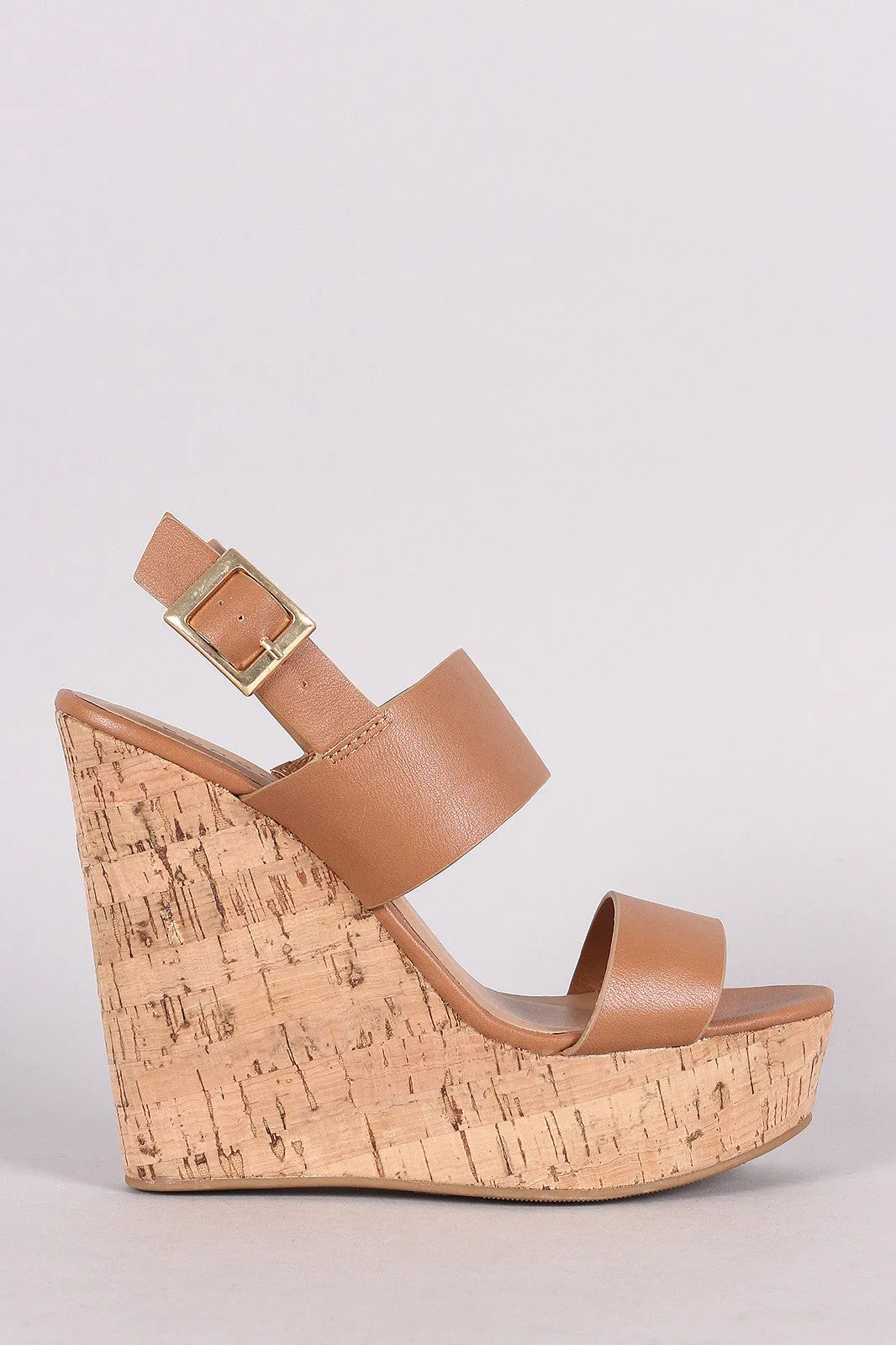 Bamboo Double Band Platform Wedge