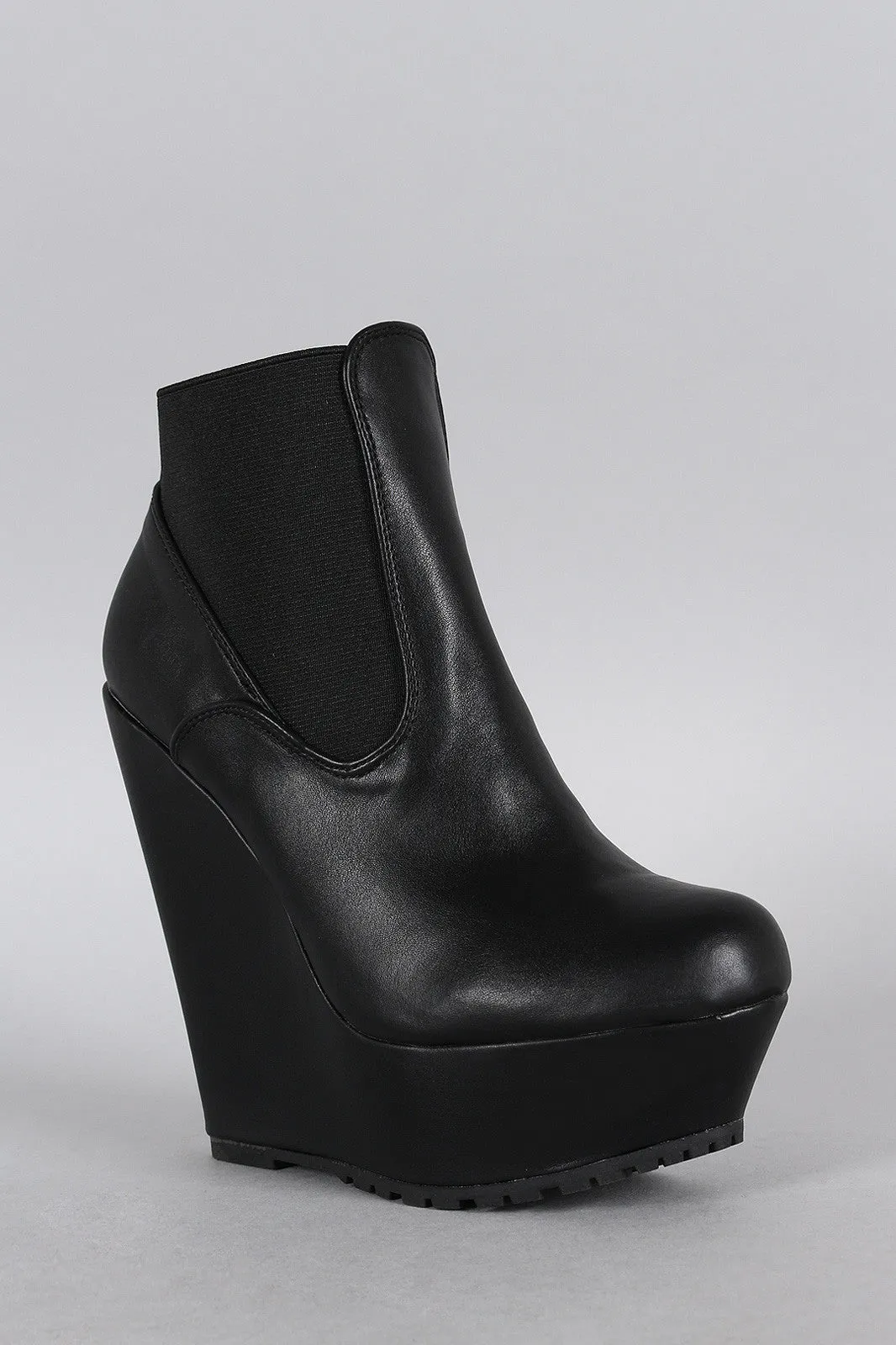 Bamboo Elastic Platform Wedge Bootie