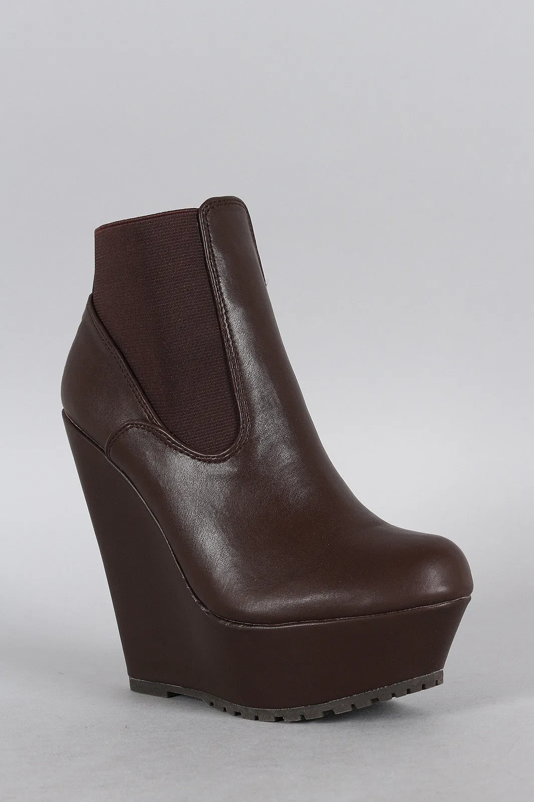 Bamboo Elastic Platform Wedge Bootie