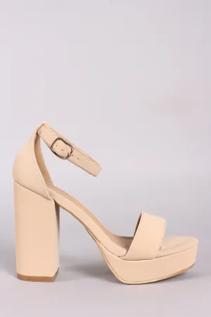 Bamboo Nubuck Ankle Strap Chunky Platform Heels