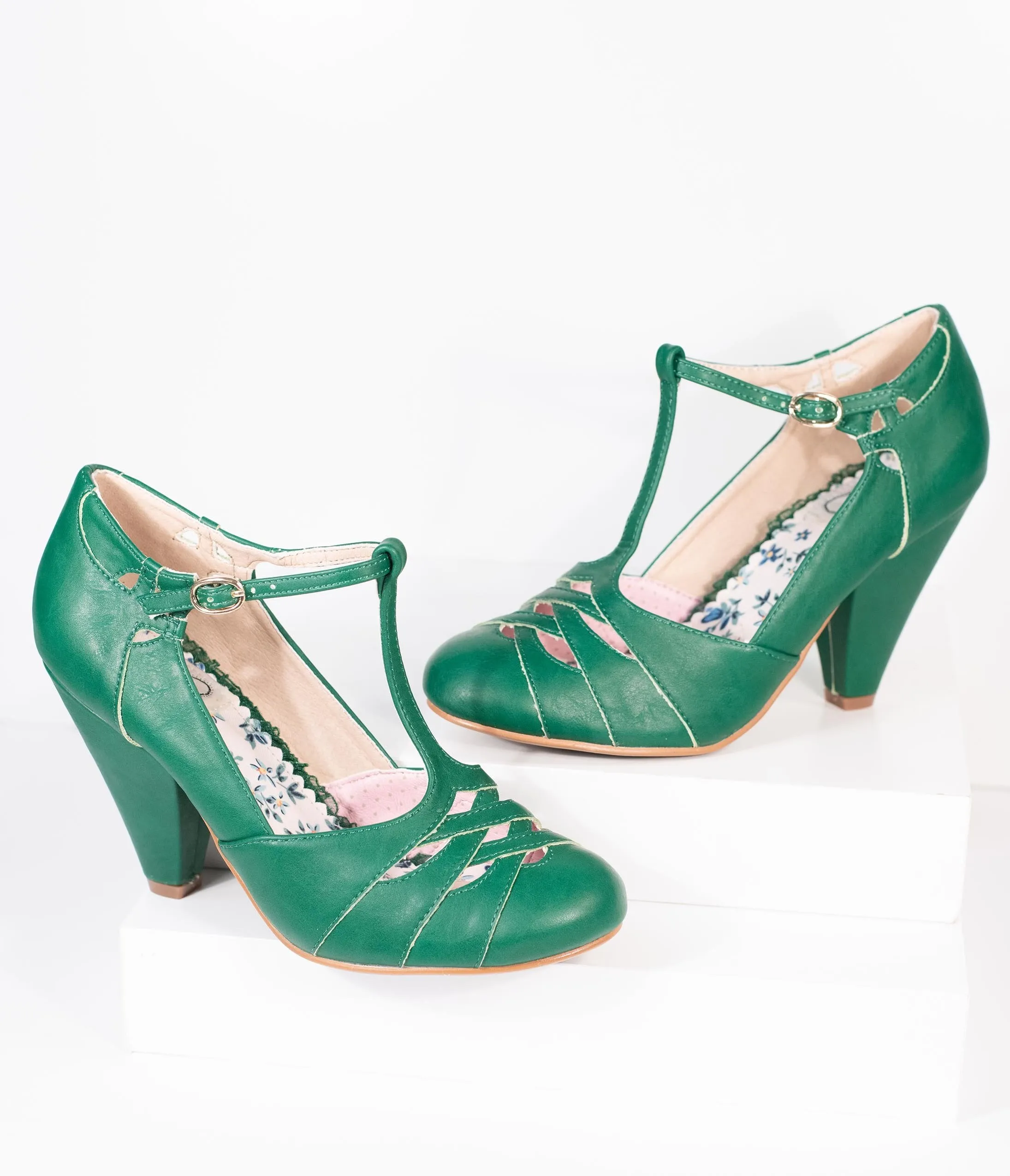 Bettie Page Green Laura T-Strap Heel