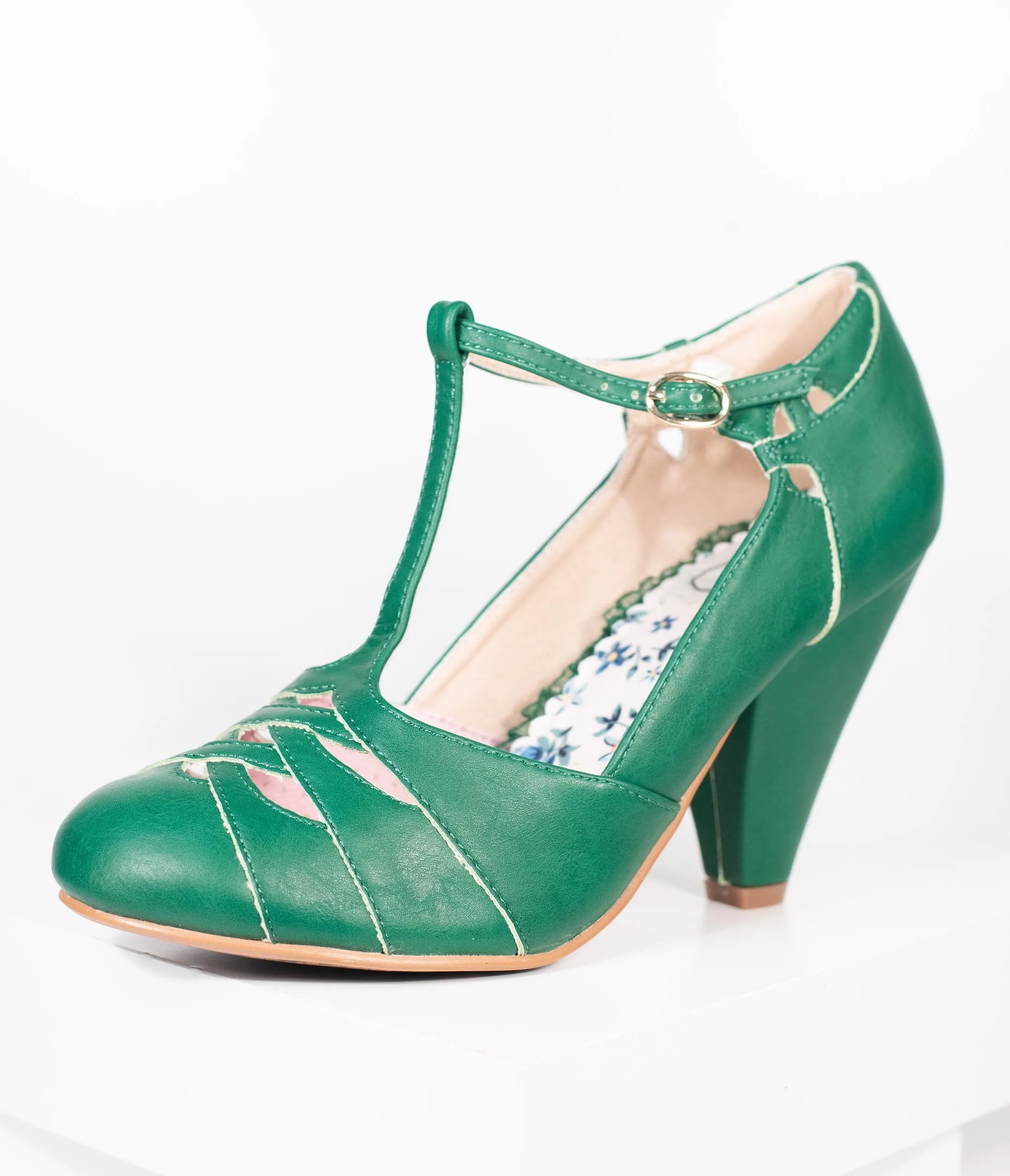 Bettie Page Green Laura T-Strap Heel