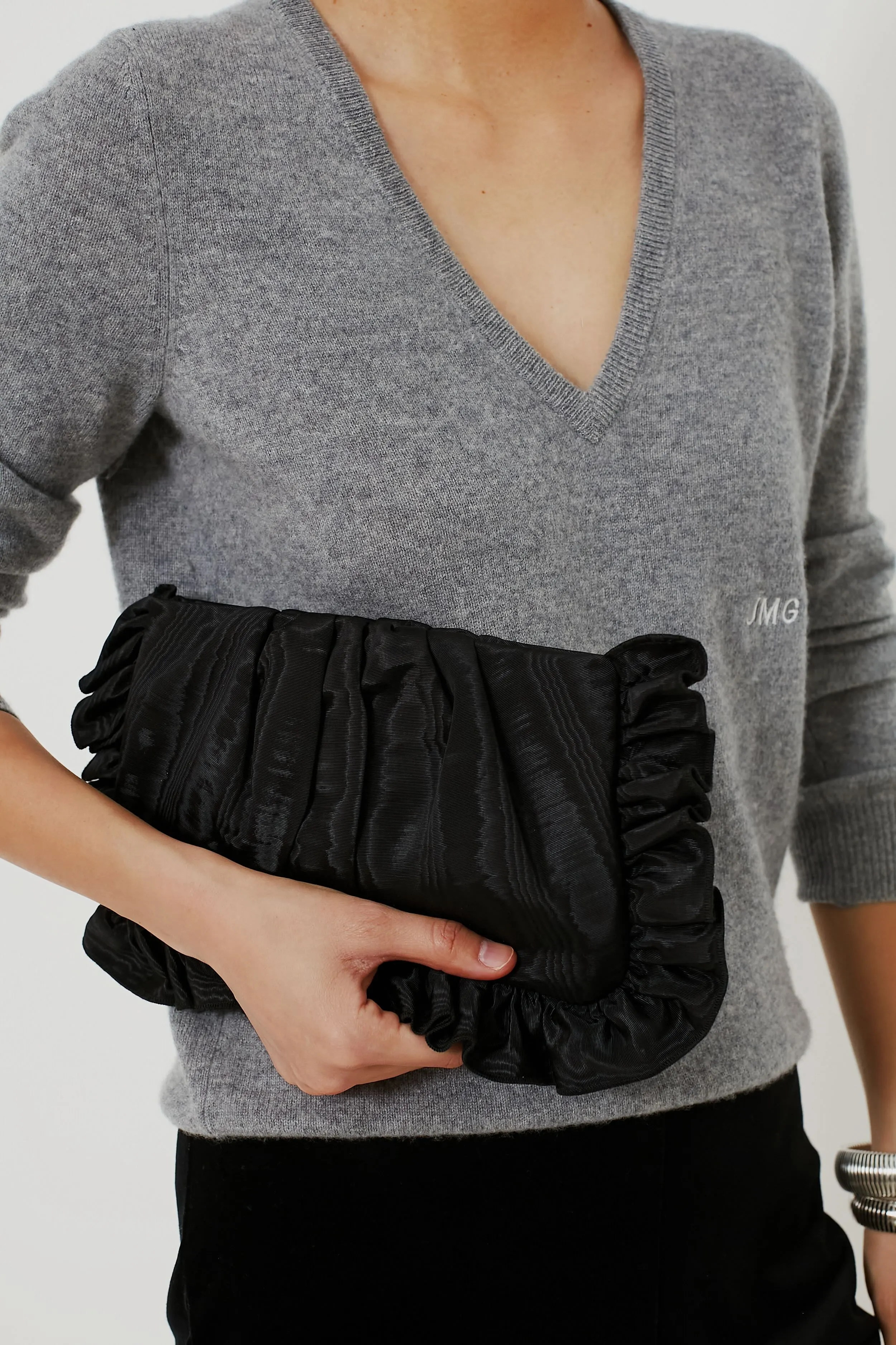 Black Mavis Ruffle Clutch