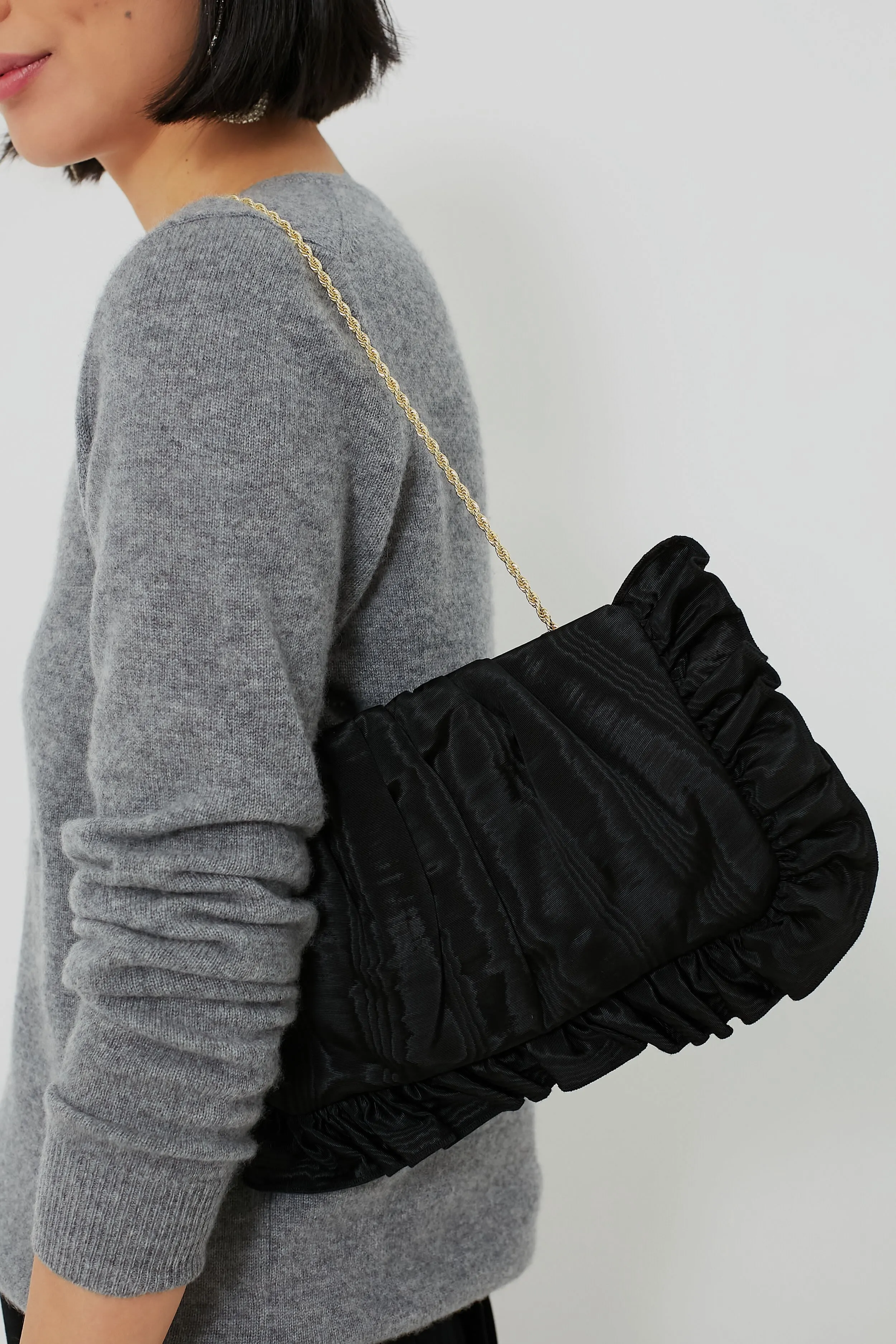 Black Mavis Ruffle Clutch