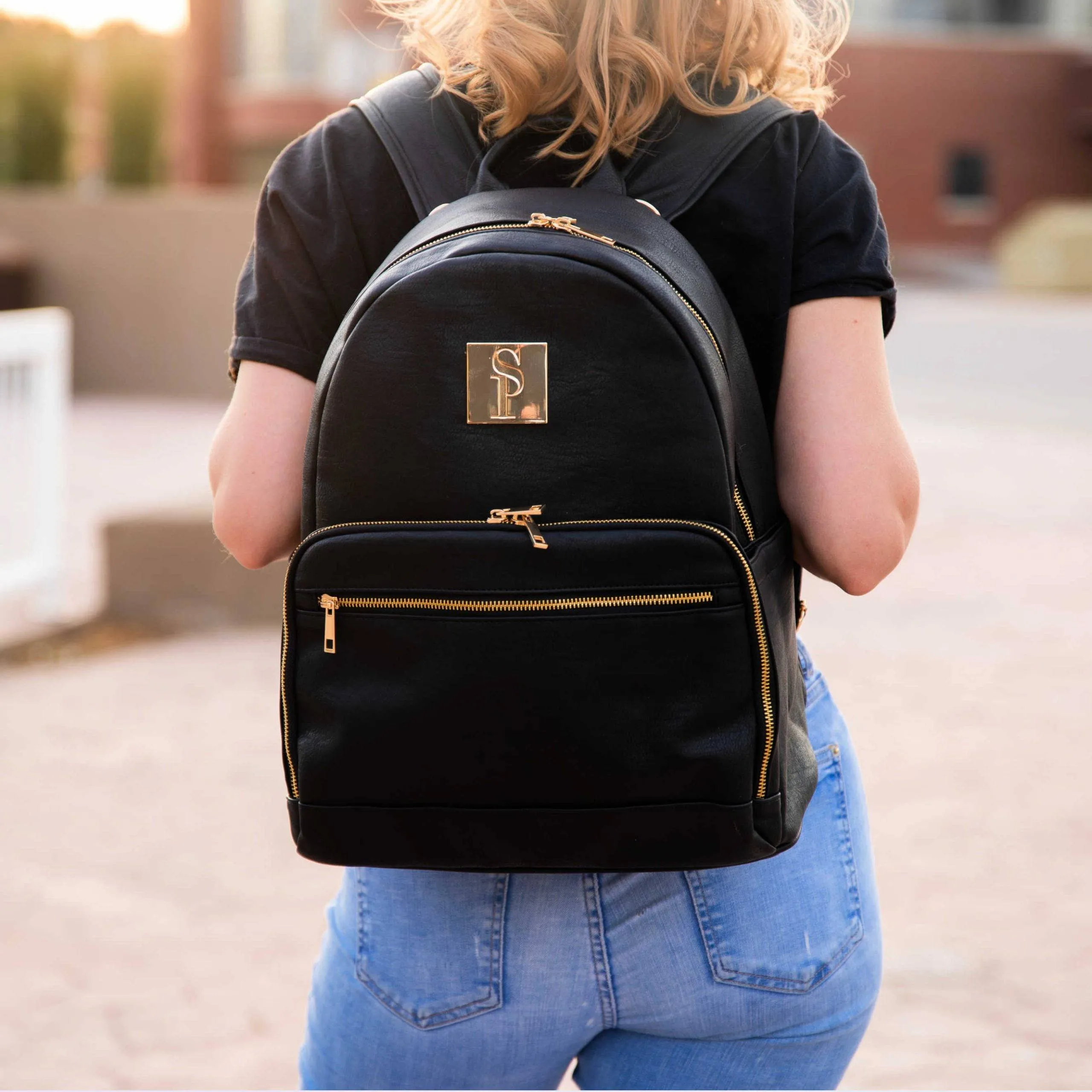 Black Tumbled Leather Carrier and Duffle Set