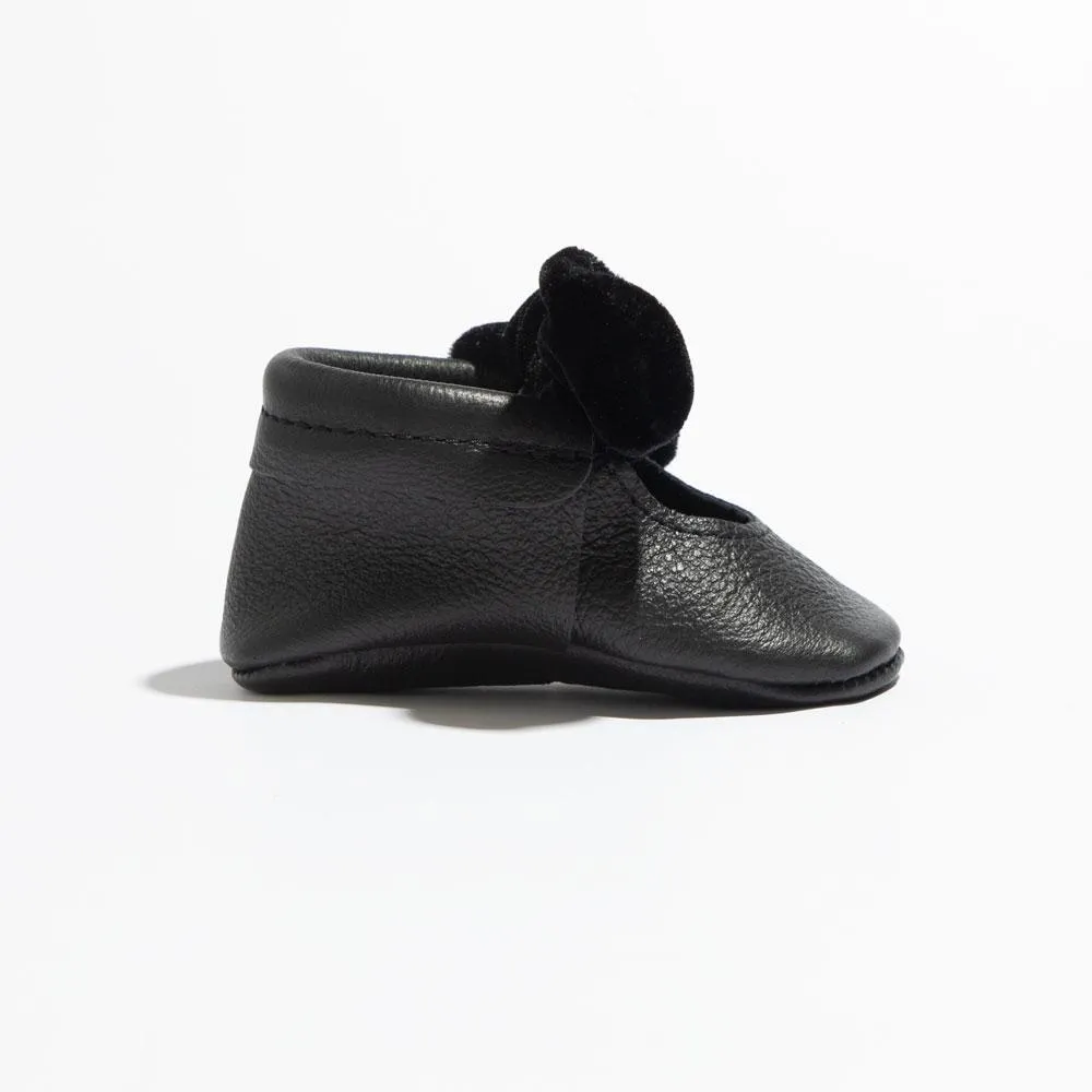 Black Velvet Knotted Bow Baby Shoe