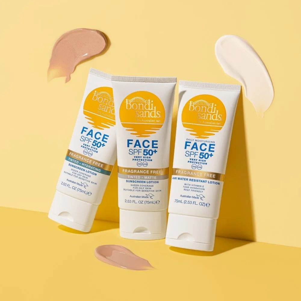 Bondi Sands Face Sunscreen Lotion SPF50  Fragrance-Free Duo 2 x 75ml