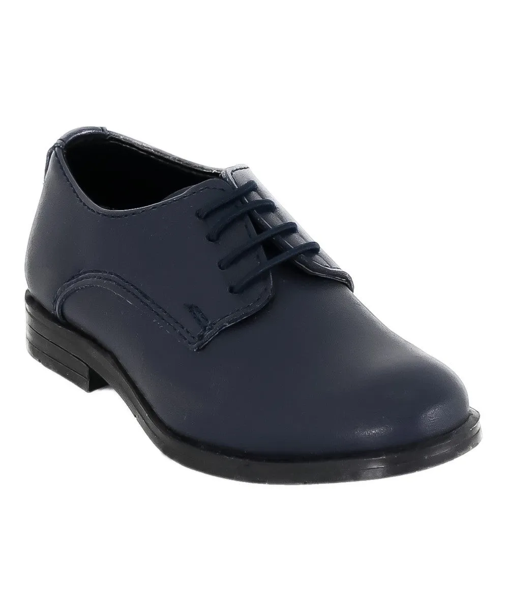 Boys Derby Mat Lace Up Formal Navy Blue Shoes - Atlanta - Navy Blue