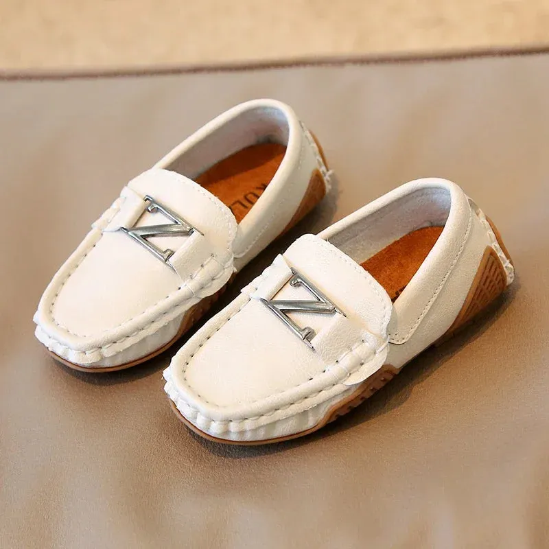 Boys/Girls Casual Shoes for Wedding Party Kids Leather Shoes Slip-on Loafers Fashion Metal Buckle Children Moccasins Flats Soft 21-30