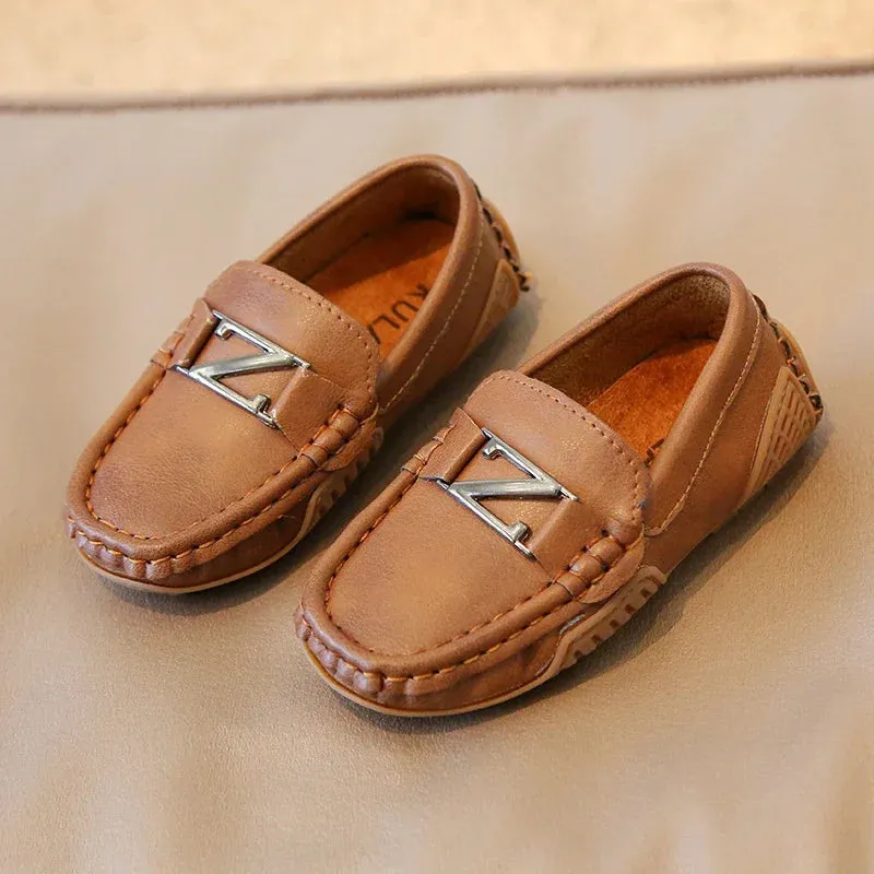 Boys/Girls Casual Shoes for Wedding Party Kids Leather Shoes Slip-on Loafers Fashion Metal Buckle Children Moccasins Flats Soft 21-30