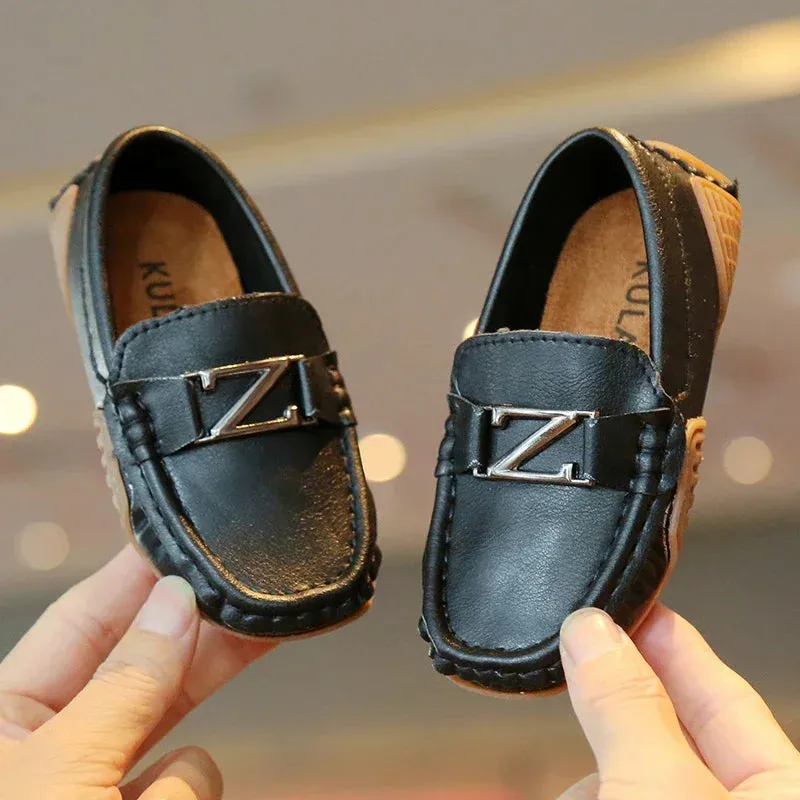 Boys/Girls Casual Shoes for Wedding Party Kids Leather Shoes Slip-on Loafers Fashion Metal Buckle Children Moccasins Flats Soft 21-30