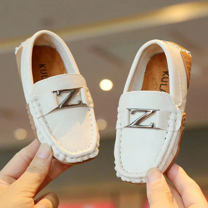 Boys/Girls Casual Shoes for Wedding Party Kids Leather Shoes Slip-on Loafers Fashion Metal Buckle Children Moccasins Flats Soft 21-30