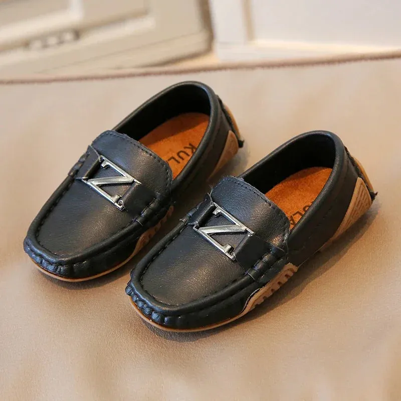 Boys/Girls Casual Shoes for Wedding Party Kids Leather Shoes Slip-on Loafers Fashion Metal Buckle Children Moccasins Flats Soft 21-30