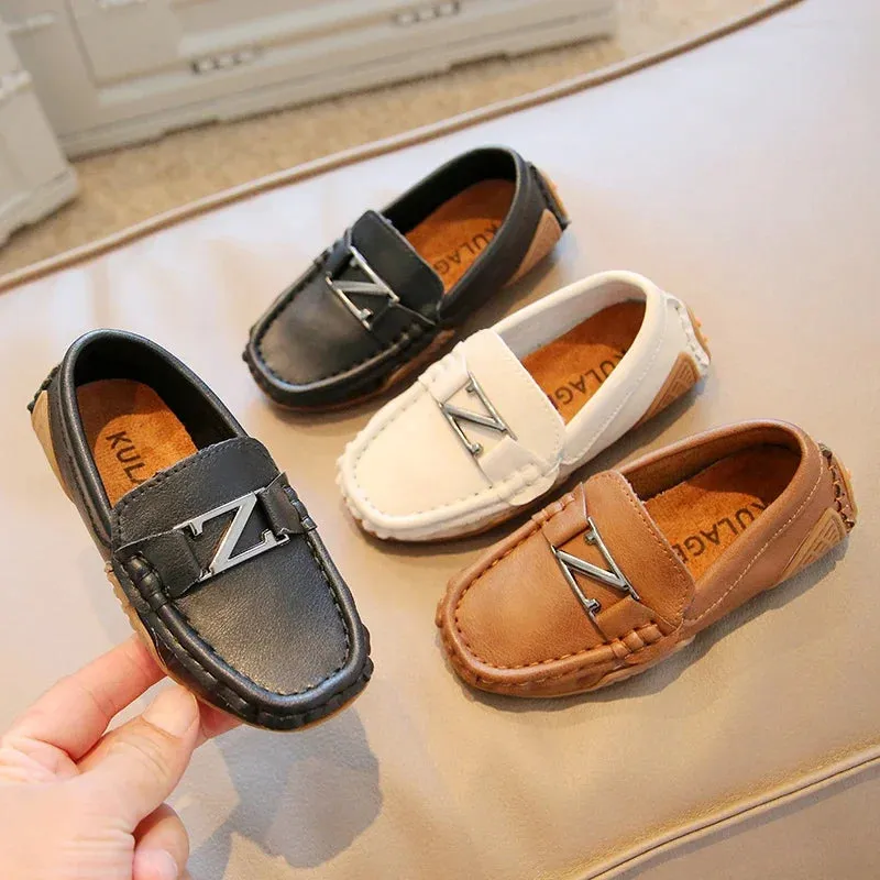 Boys/Girls Casual Shoes for Wedding Party Kids Leather Shoes Slip-on Loafers Fashion Metal Buckle Children Moccasins Flats Soft 21-30