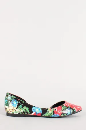 Breckelle Floral Pointy Toe Sweetheart Flat