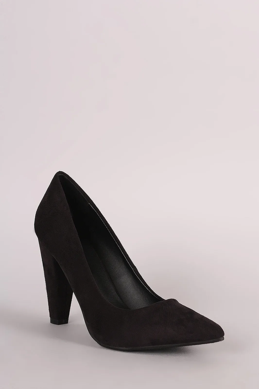 Breckelle Suede Chunky Heeled Pointy Toe Pump