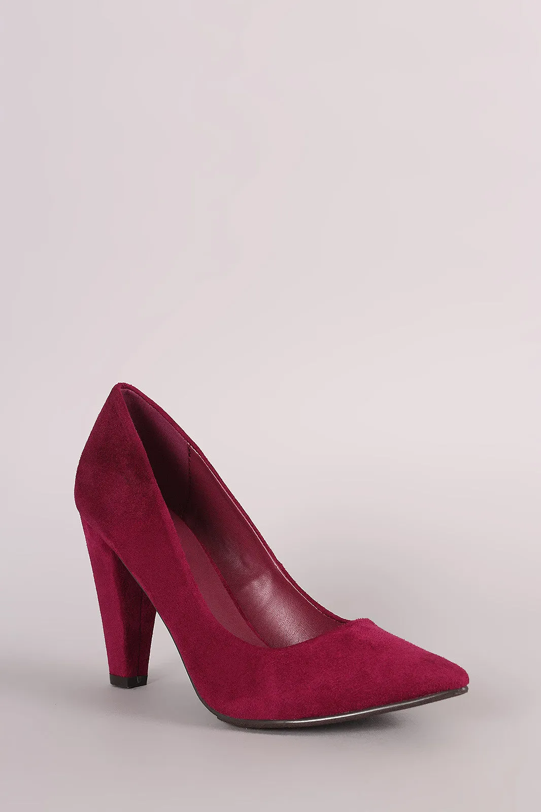 Breckelle Suede Chunky Heeled Pointy Toe Pump