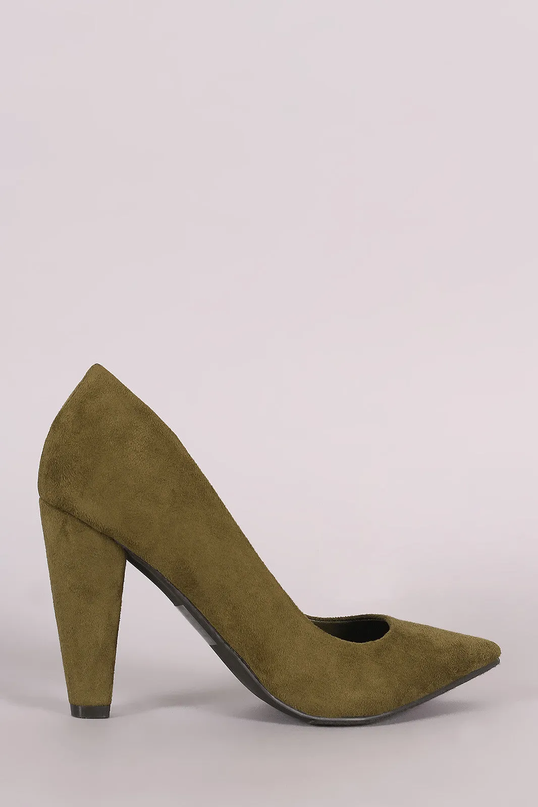 Breckelle Suede Chunky Heeled Pointy Toe Pump