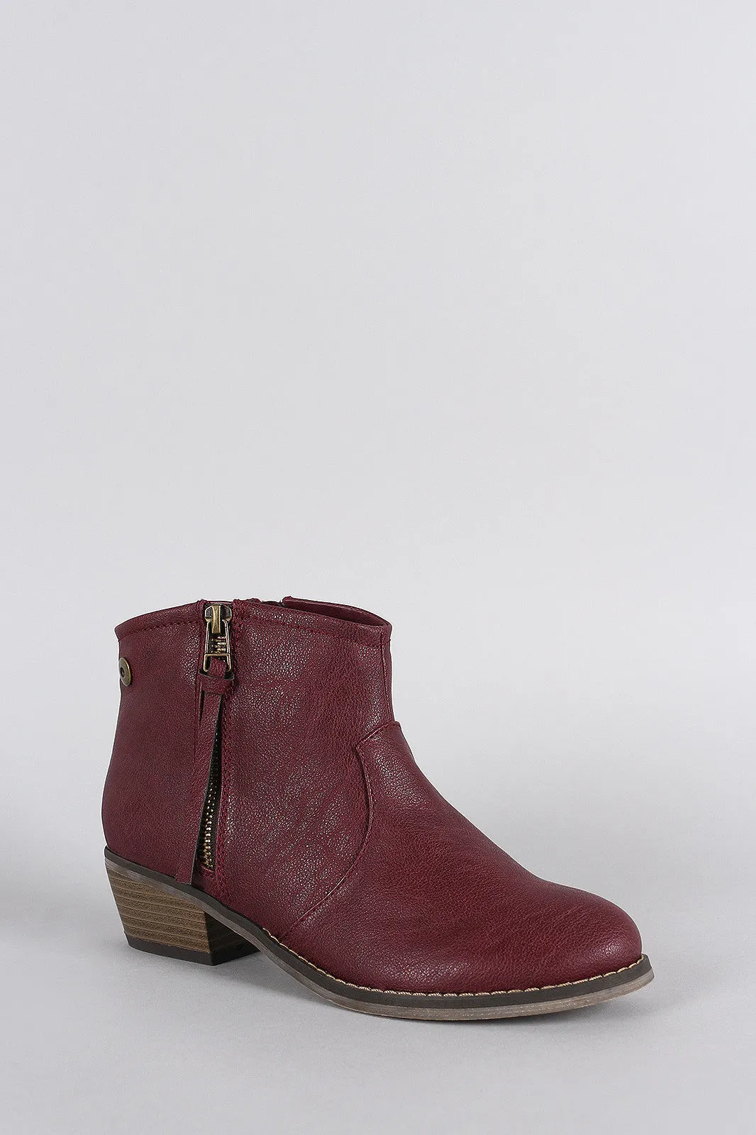 Breckelle Zipper Round Toe Cowgirl Ankle Boots