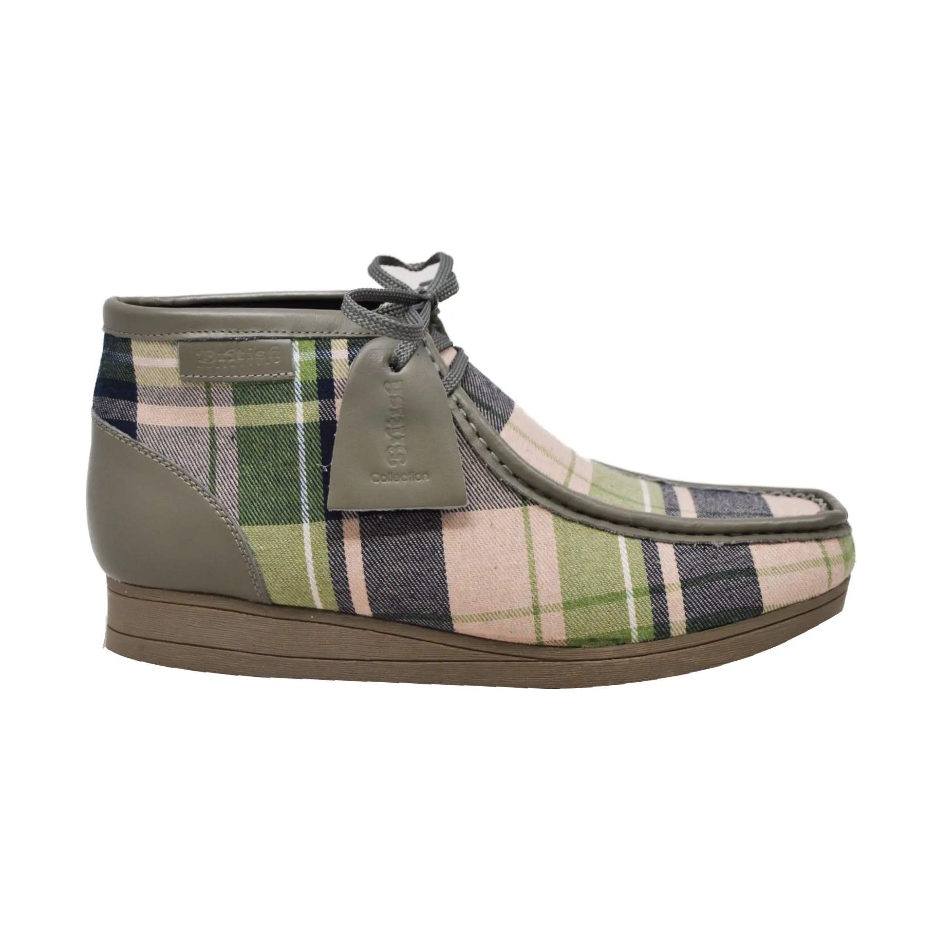 British Walkers New Castle Print 2 Wallabee Boots Men's Plaid Suede and Leather