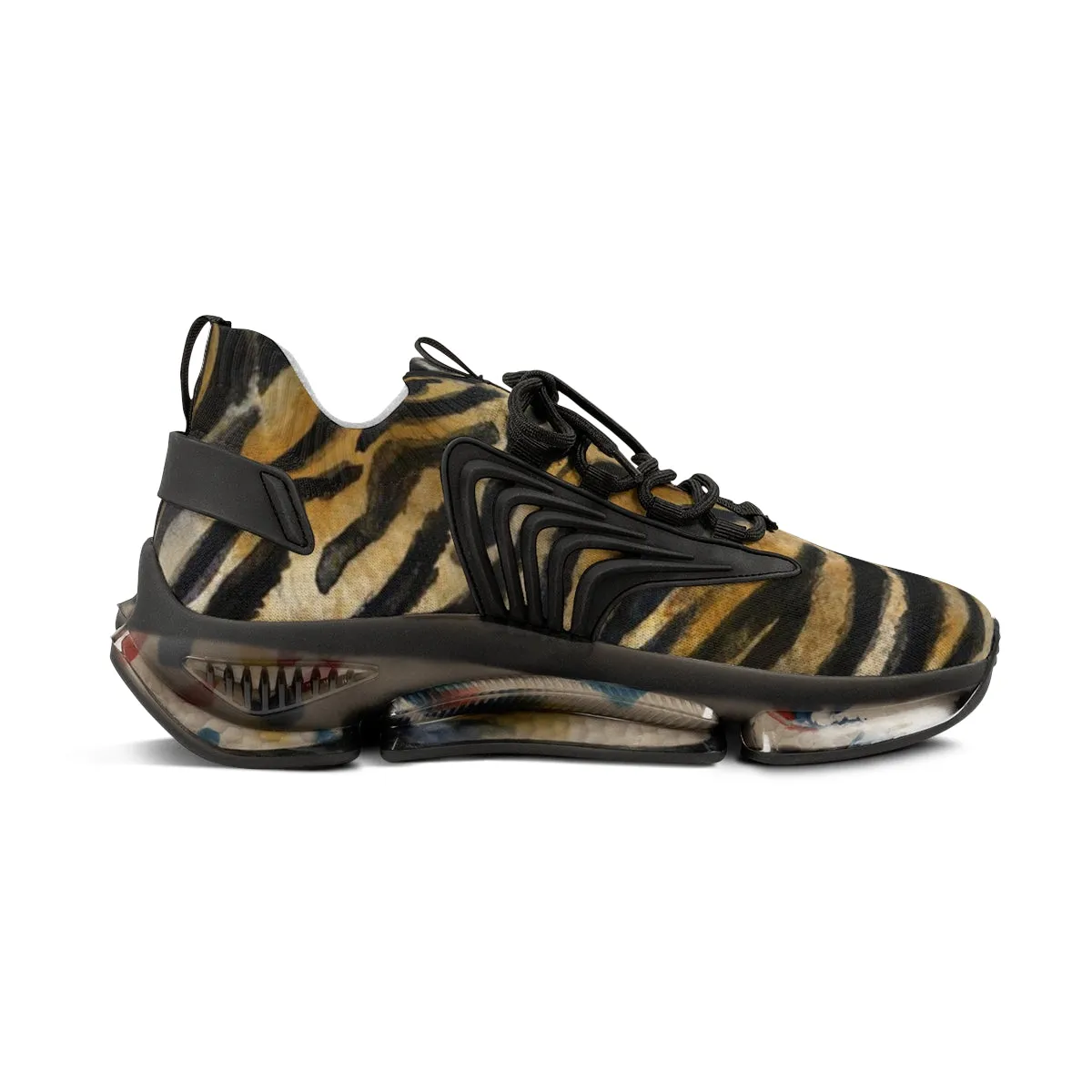 Brown Tiger Print Men's Shoes, Comfy Tiger Striped Best Animal Print Comfy Men's Mesh Sports Sneakers