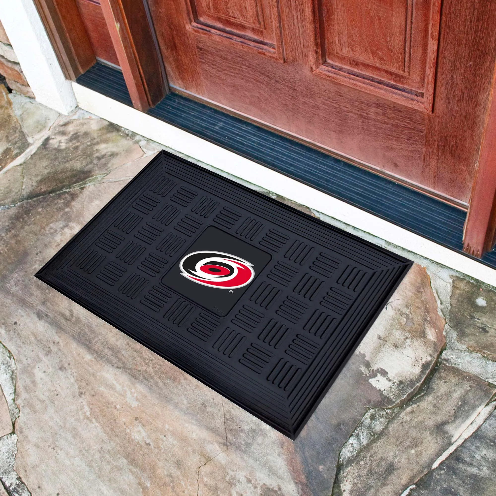 Carolina Hurricanes Heavy Duty Vinyl Medallion Door Mat - 19.5in. x 31in.