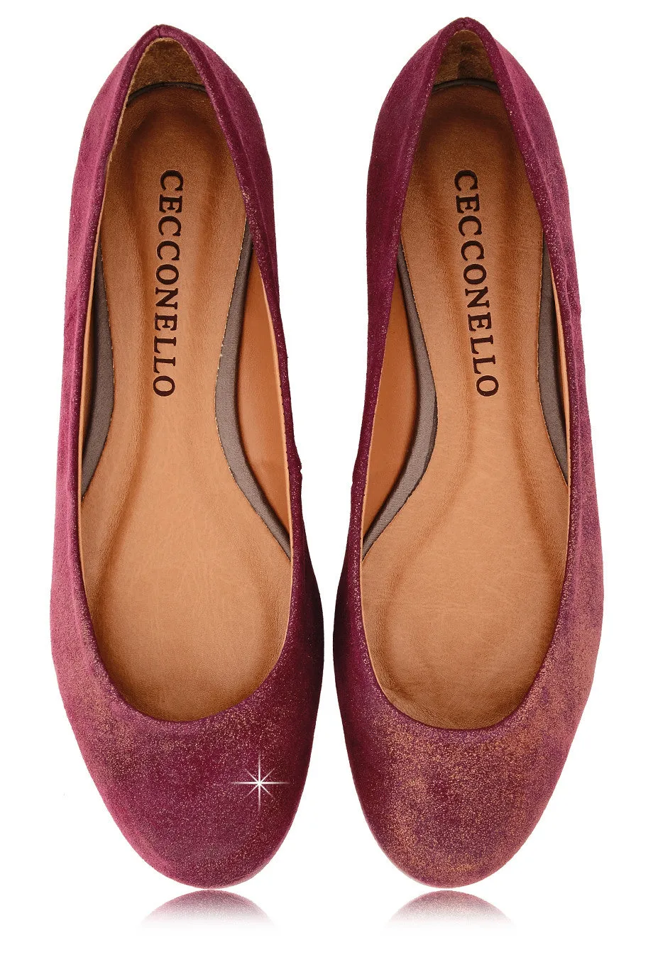 CECCONELLO LEELA Bordeaux Suede Ballerinas