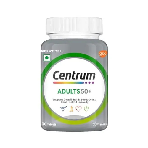 Centrum Adult 50 , World's No.1 Multivitamin with Calcium, Vitamin D3 & 21 other Nutrients for Overall Health, Strong Joints & Heart Health (Veg) 30 Tablets