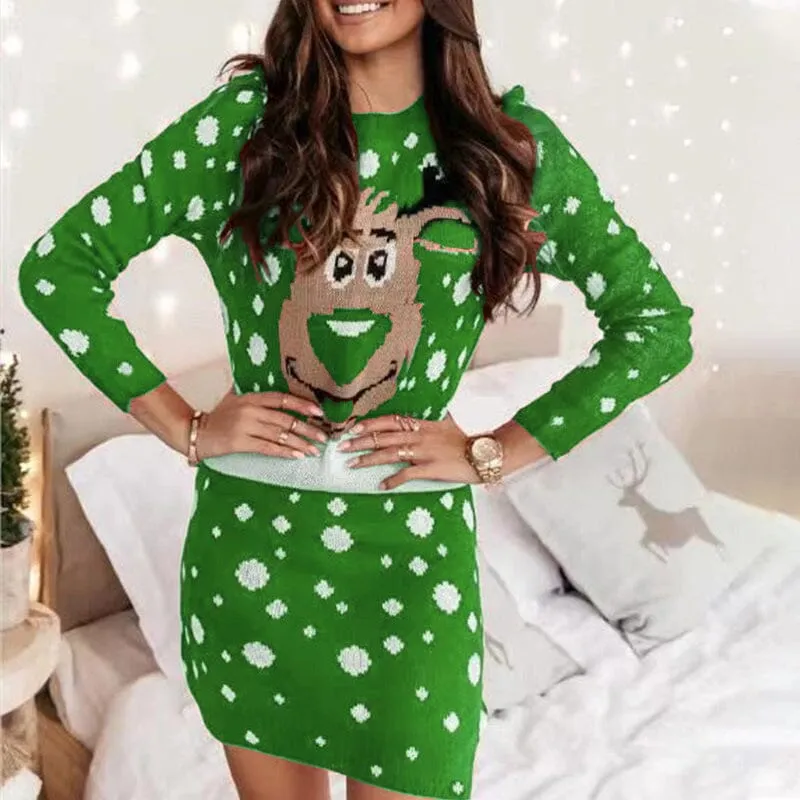 Christmas Print Sweater Dress