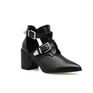 Chunky Heel Double Buckle Boots