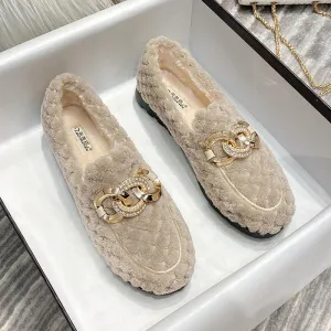 Cilool Furry Flats Loafers Fu61