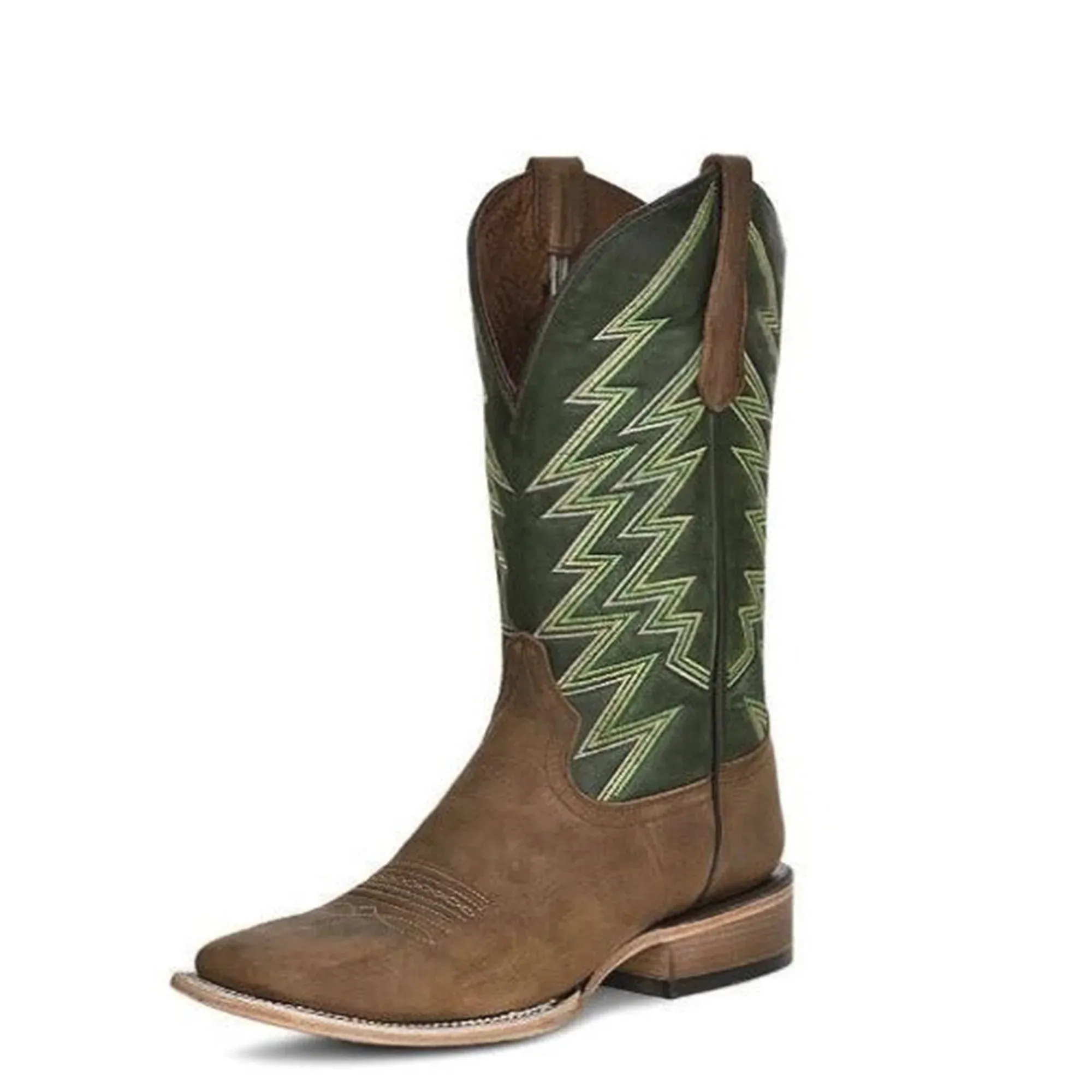 Circle G Mens Embroidery Boot- Cinnamon/Green