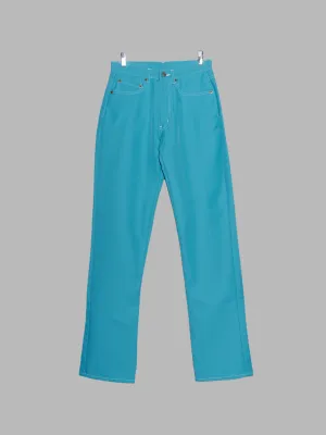 Comme des Garcons SS1996 turquoise blue polyester extra long jean trousers - M